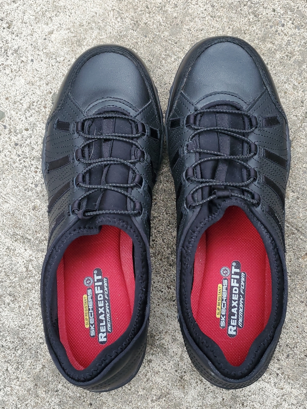 Skechers Women’s Black Sneakers with Red Insole Work Shoes Size 9